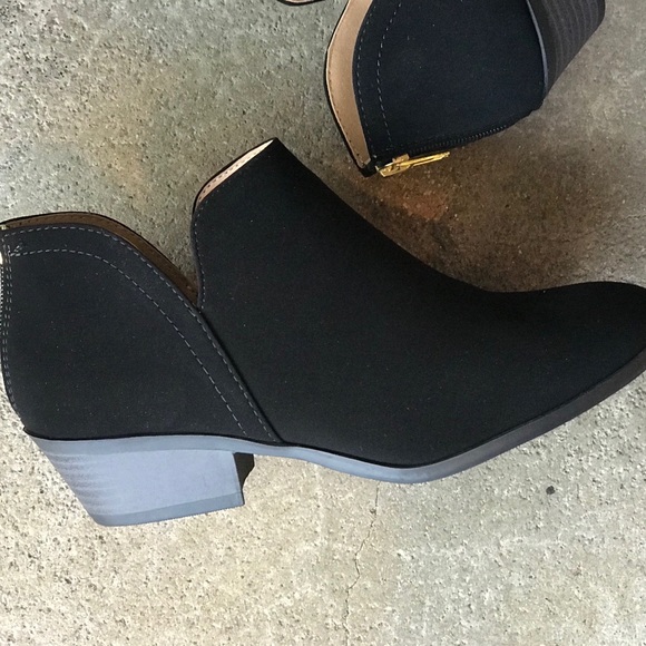 Soda Black on Black Low 1.75” Heel Ankle Bootie - Picture 4 of 7